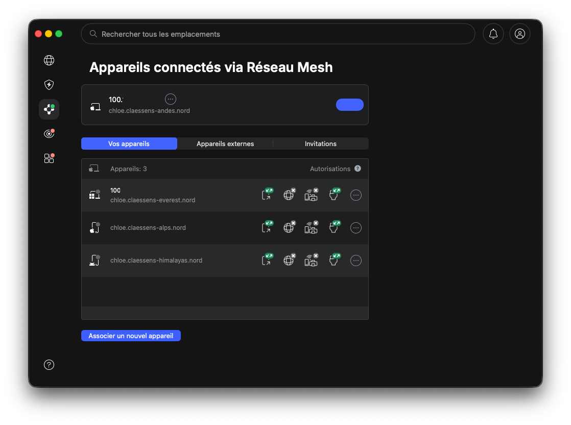 NordVPN - Meshnet configuration interface