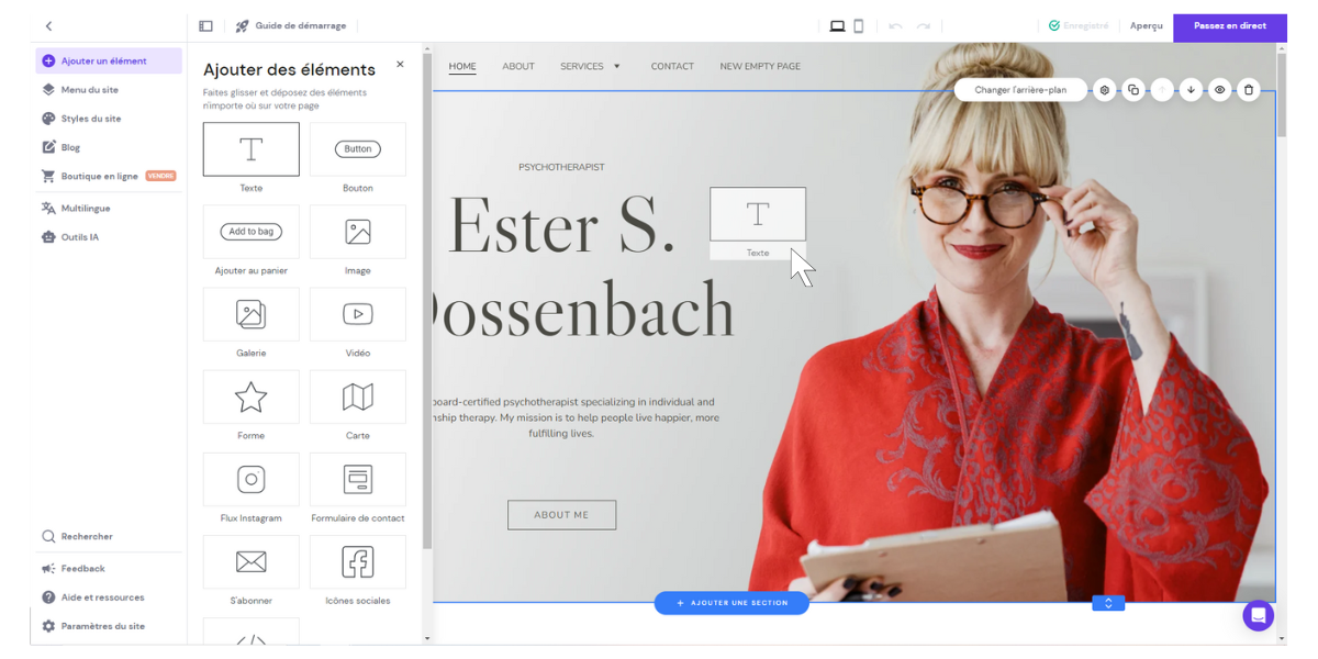 Hostinger Website Builder - Adding elements to a site. ©Hostinger