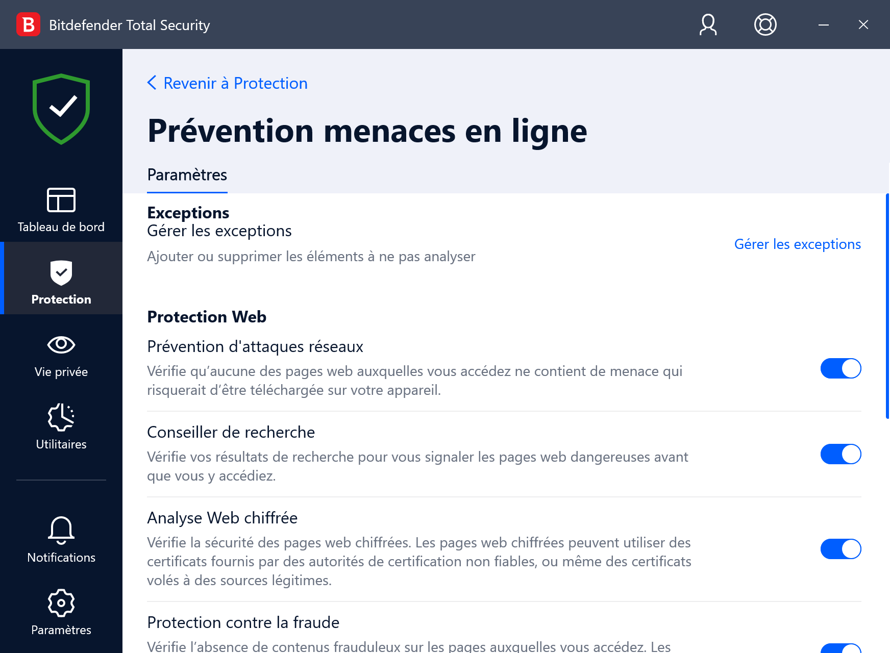 Bitdefender - Les options de sécurité pour la prévention des menaces en ligne