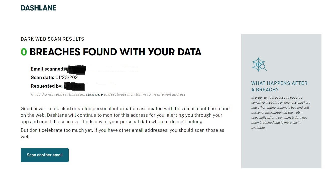 Dashlane - Data breach monitoring