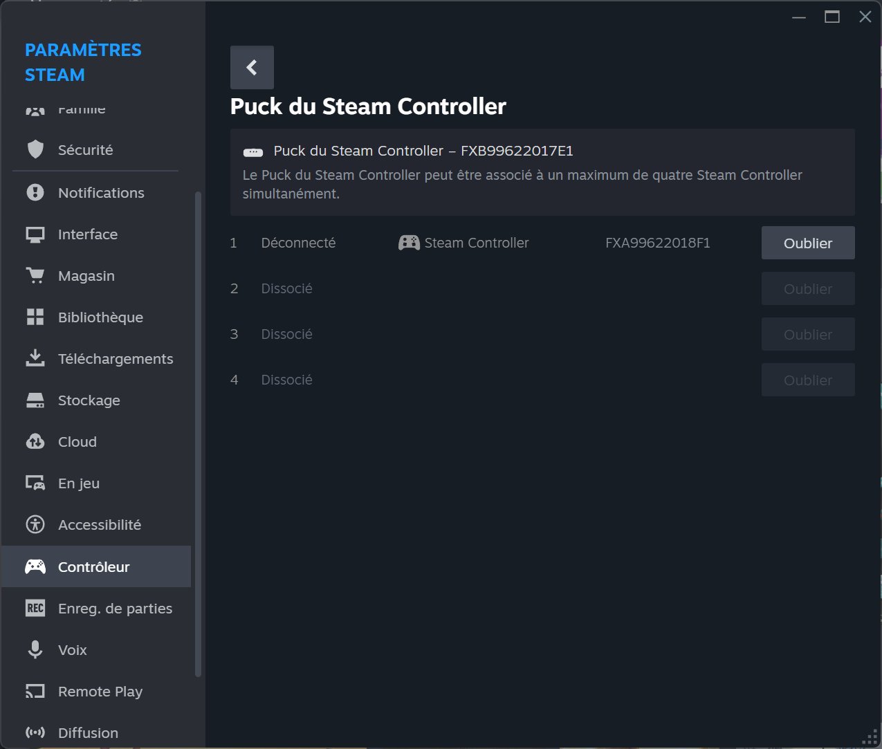 Configuration Steam Controller