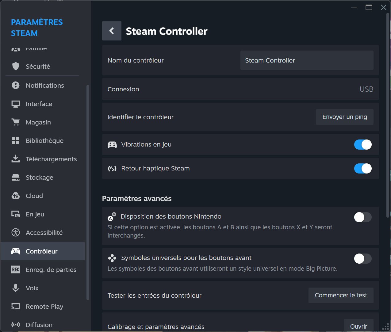 Configuration Steam Controller