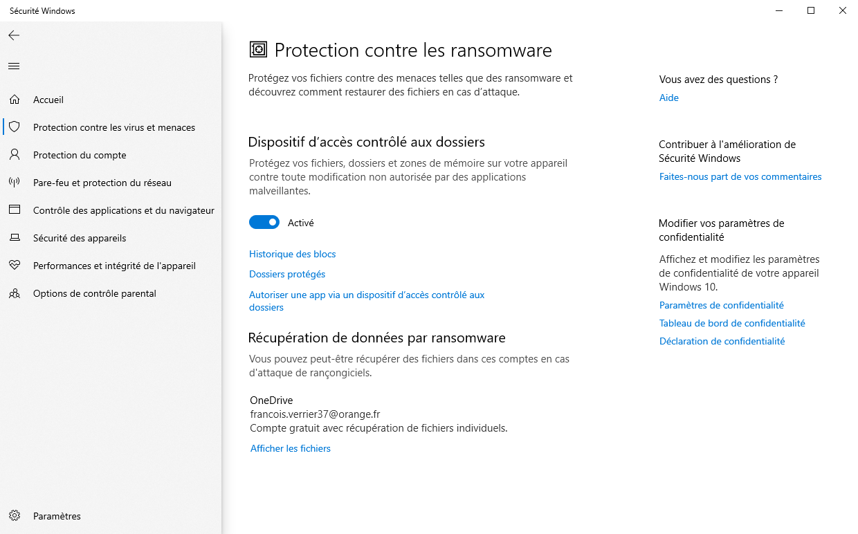 Microsoft Defender - Module anti-ransomware