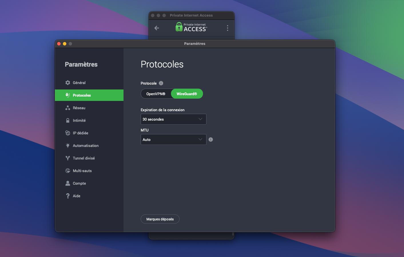 Private Internet Access (PIA) - Supported VPN protocols, OpenVPN and WireGuard. © Clubic