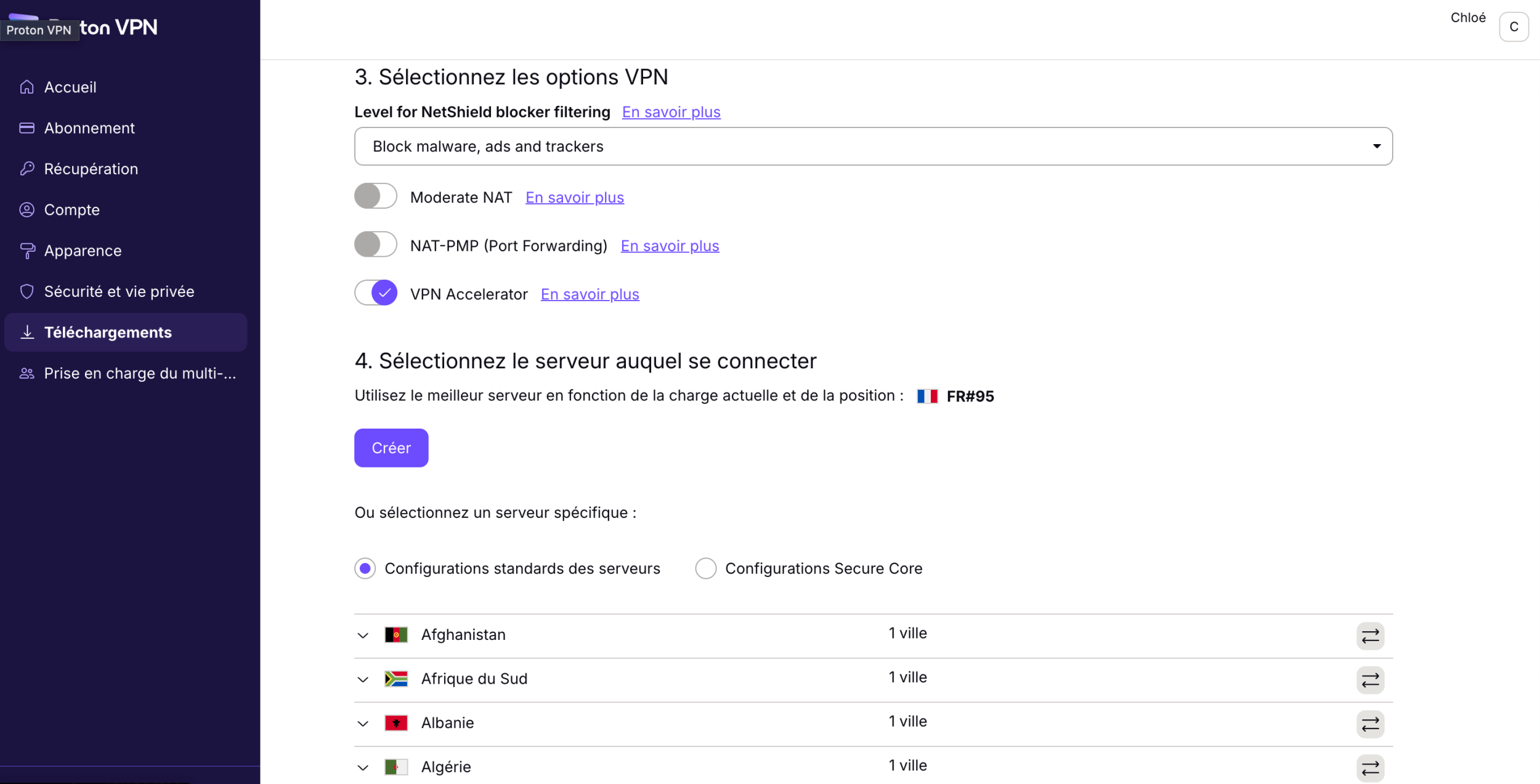 Proton VPN - Edit and download configuration files for a box or router. © Clubic
