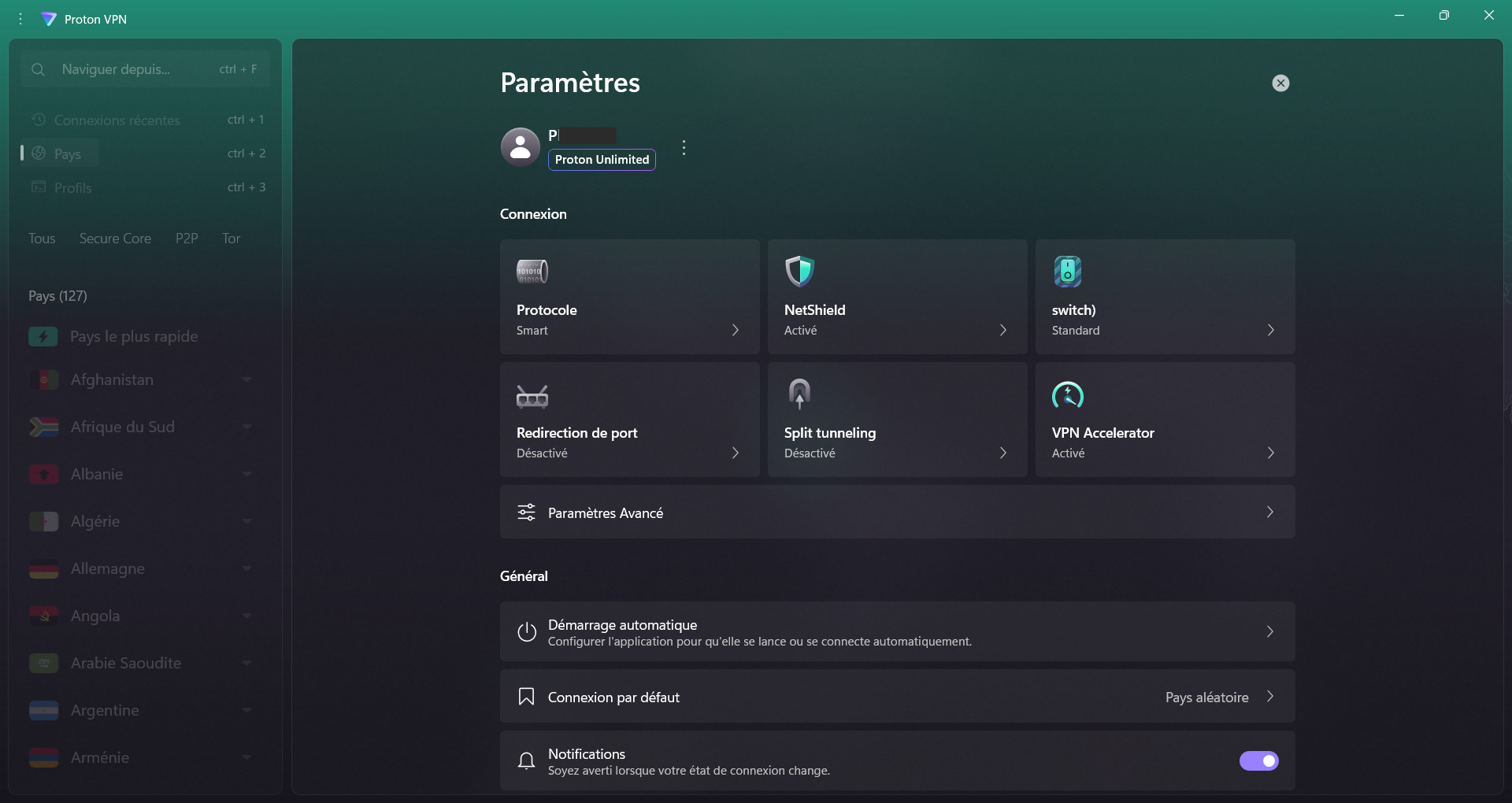 Proton VPN - General parameters. © Clubic