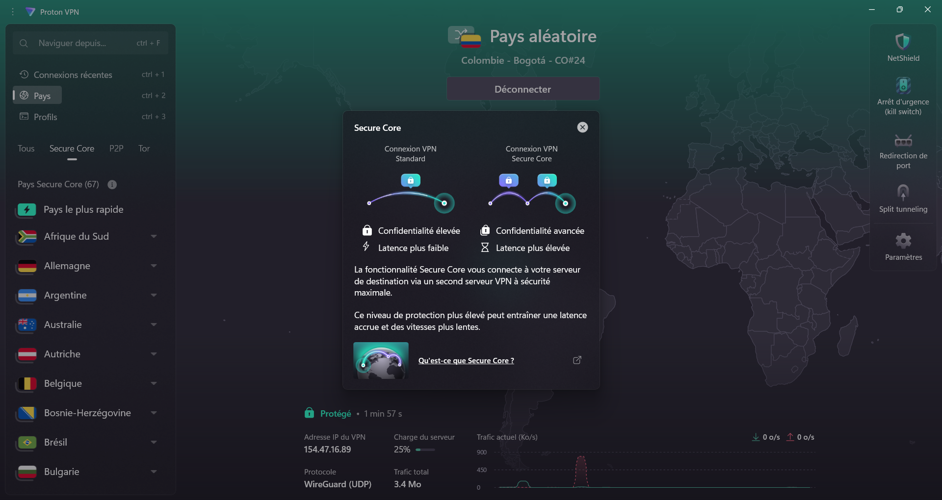 Proton VPN - The Secure Core servers route traffic via Switzerland, Iceland or Sweden. © Clubic