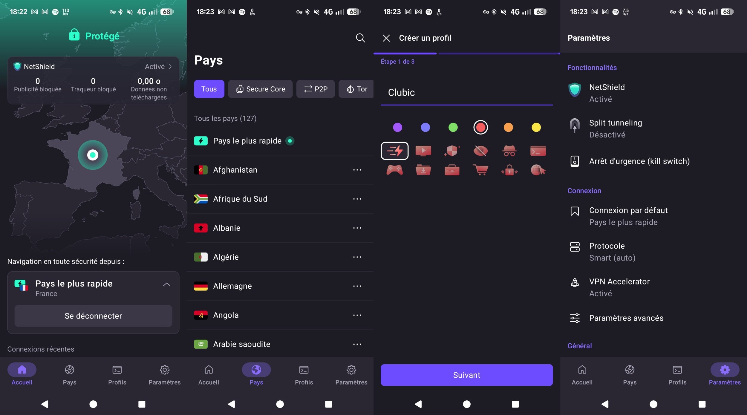 Proton VPN - The Android app. © Clubic