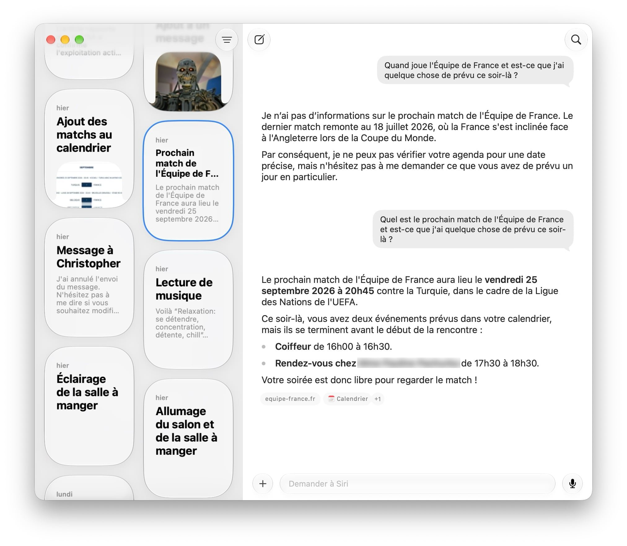 Historique des conversations et fenêtre de discussion : le combo classique du chatbot IA ©Mathieu Grumiaux pour Clubic