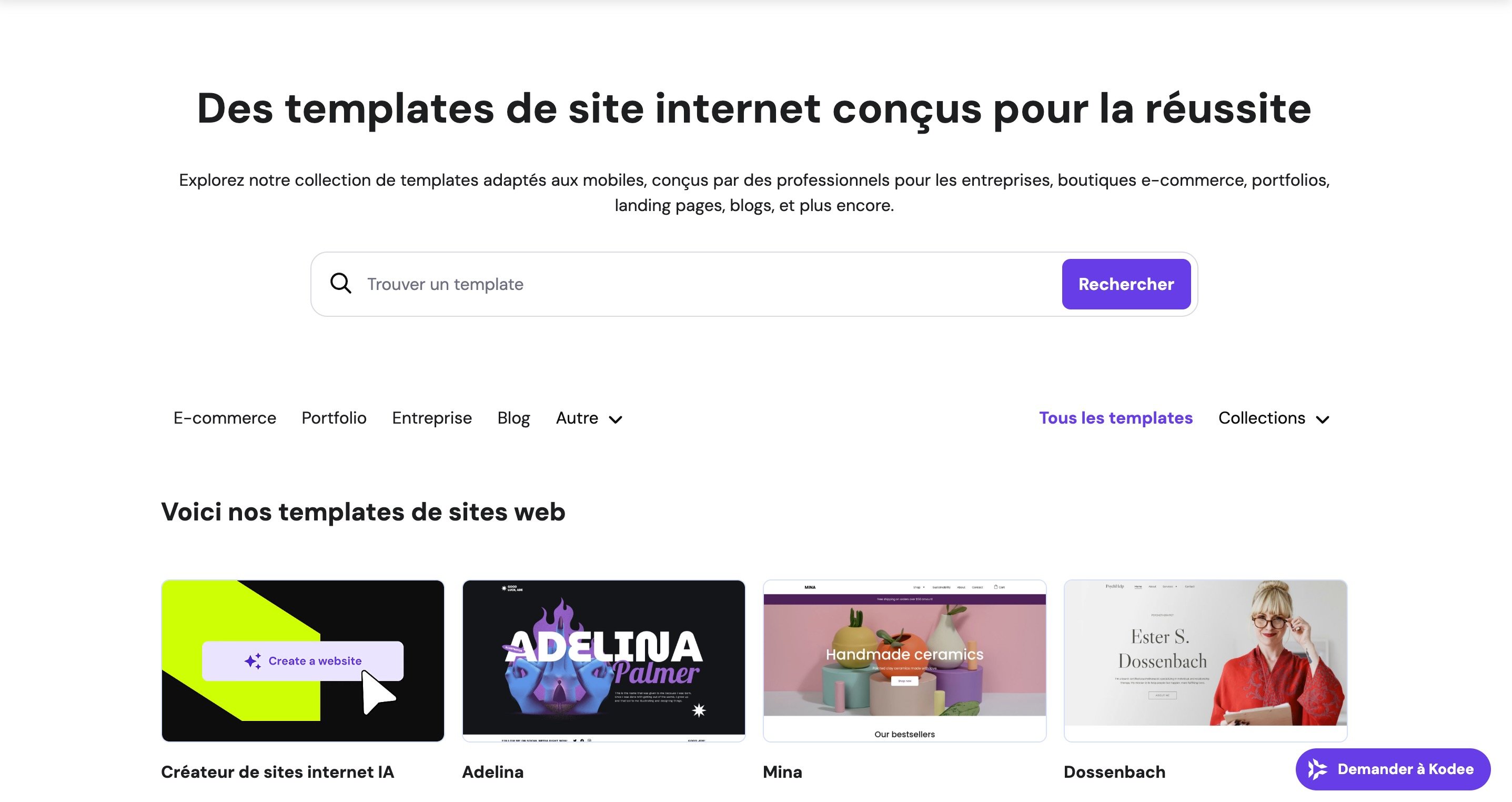 Hostinger Website Builder - Template selection. ©Hostinger