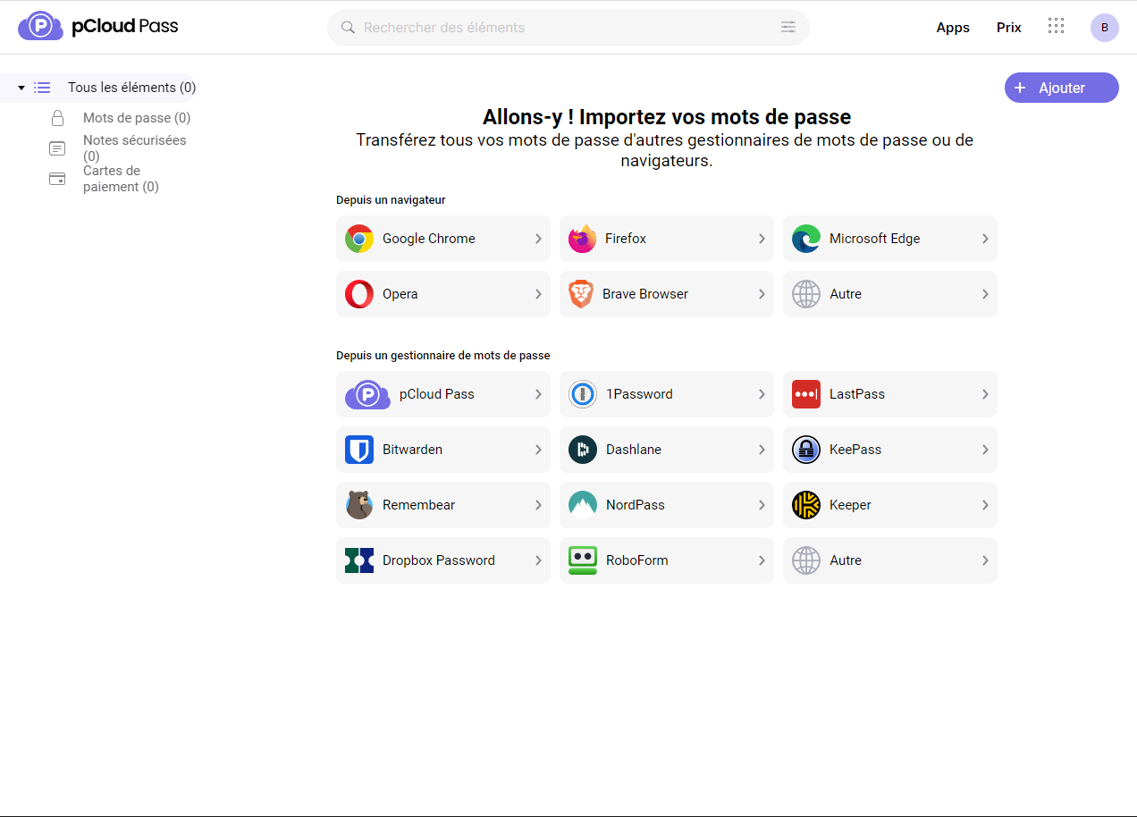 pCloud - Importing passwords