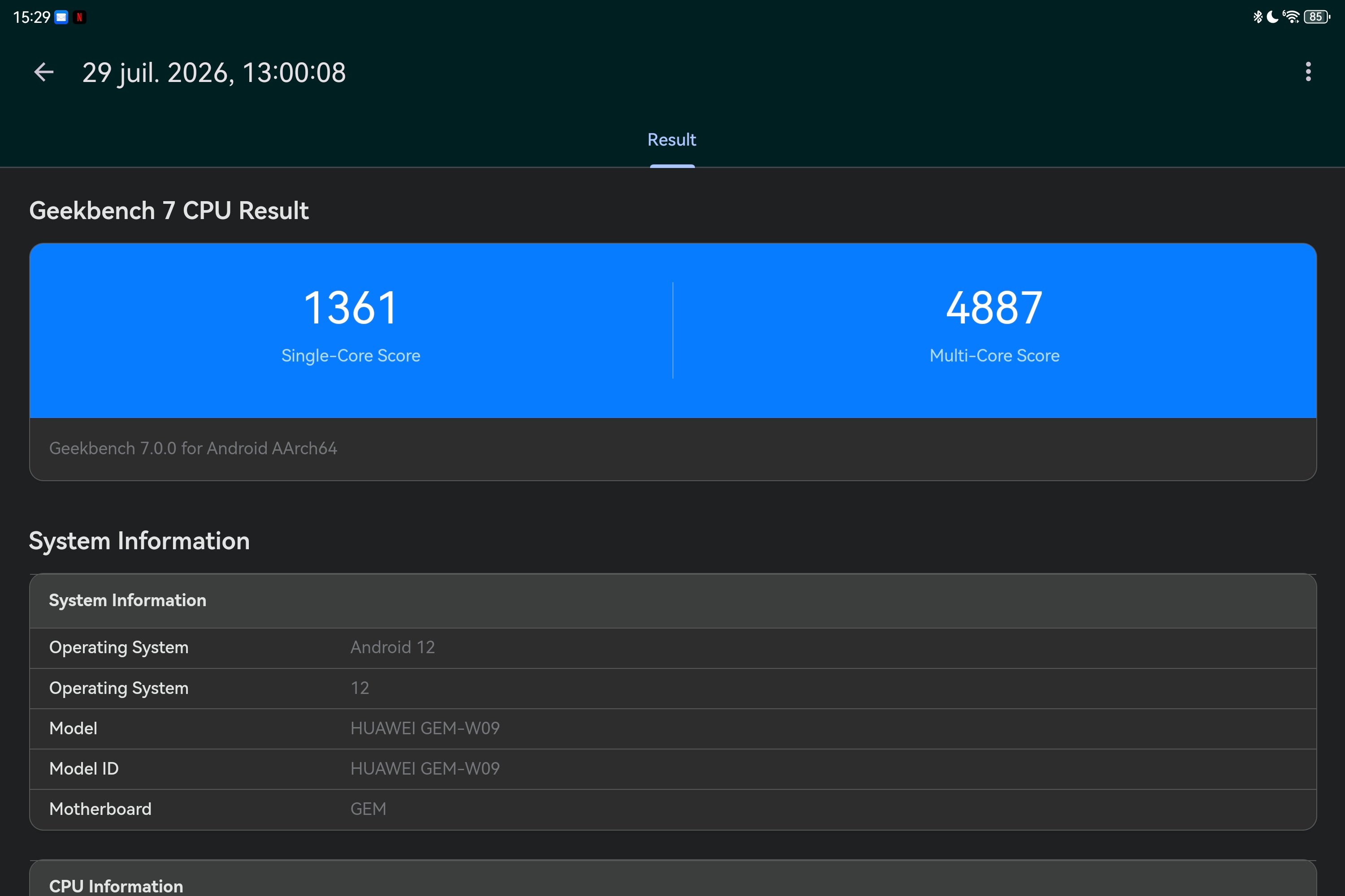 Geekbench results ©Mathieu Grumiaux