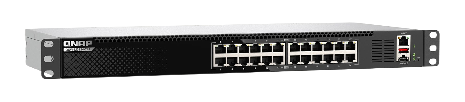 Our 10 GbE switch, the excellent QNAP QSW-M3224-24T. ©QNAP