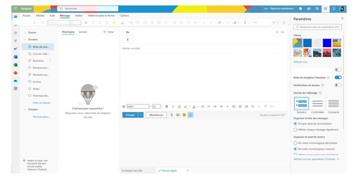 Outlook - Display settings of the mailbox
