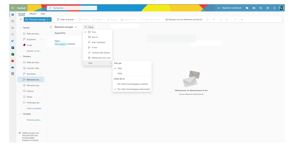 Outlook - Result filters