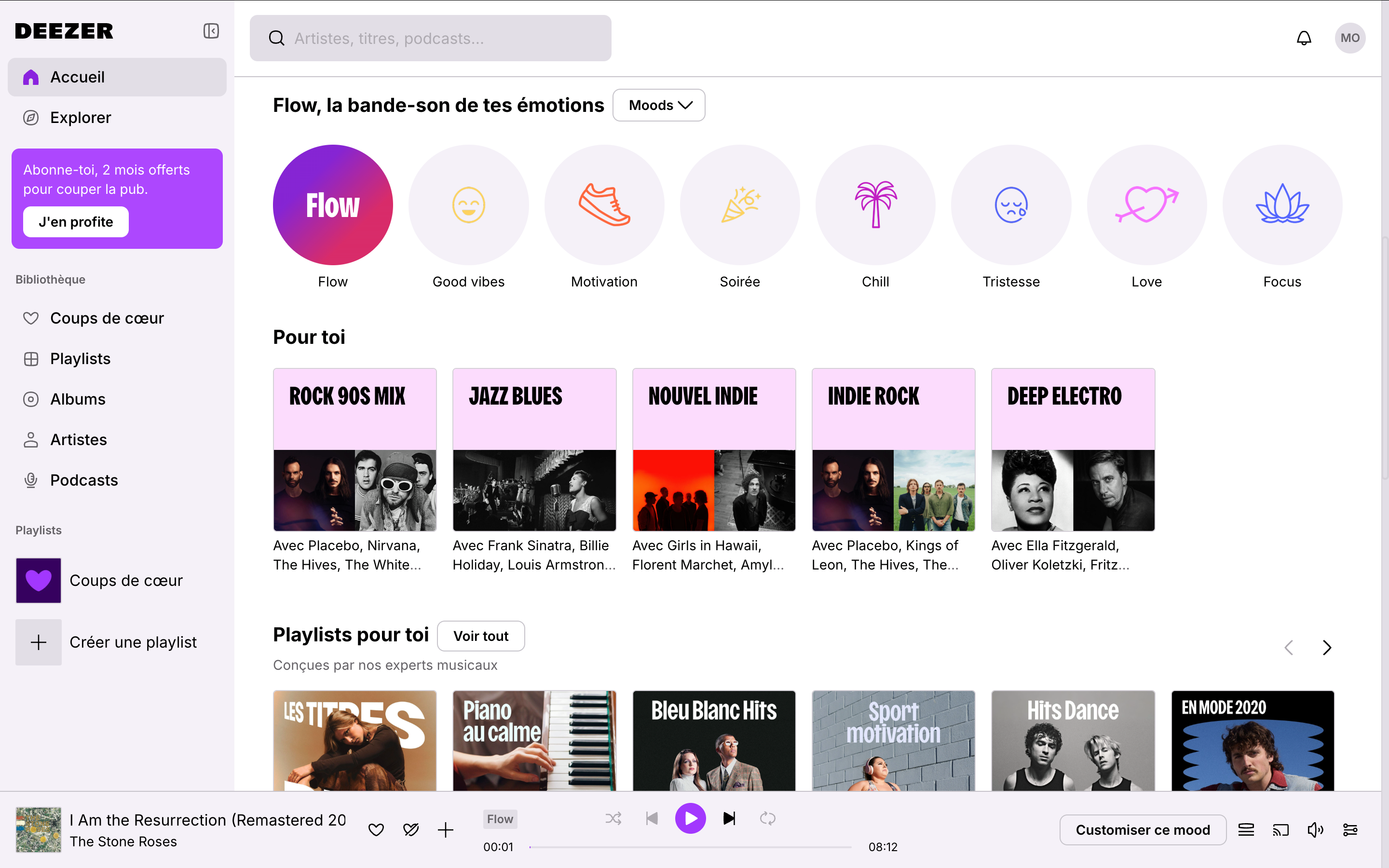 De nombreuses recommandations de contenu. ©Deezer