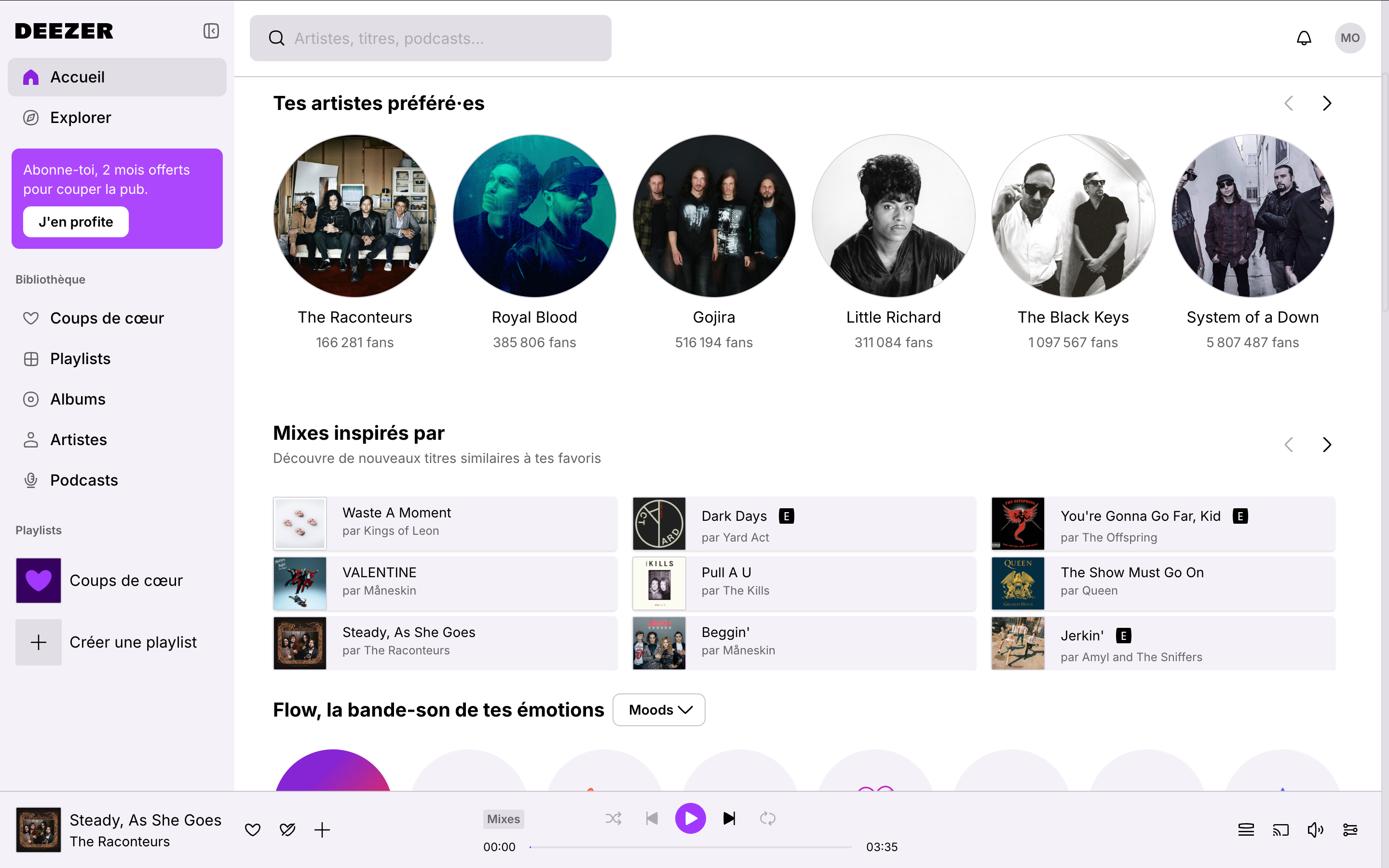Deezer - L'interface web