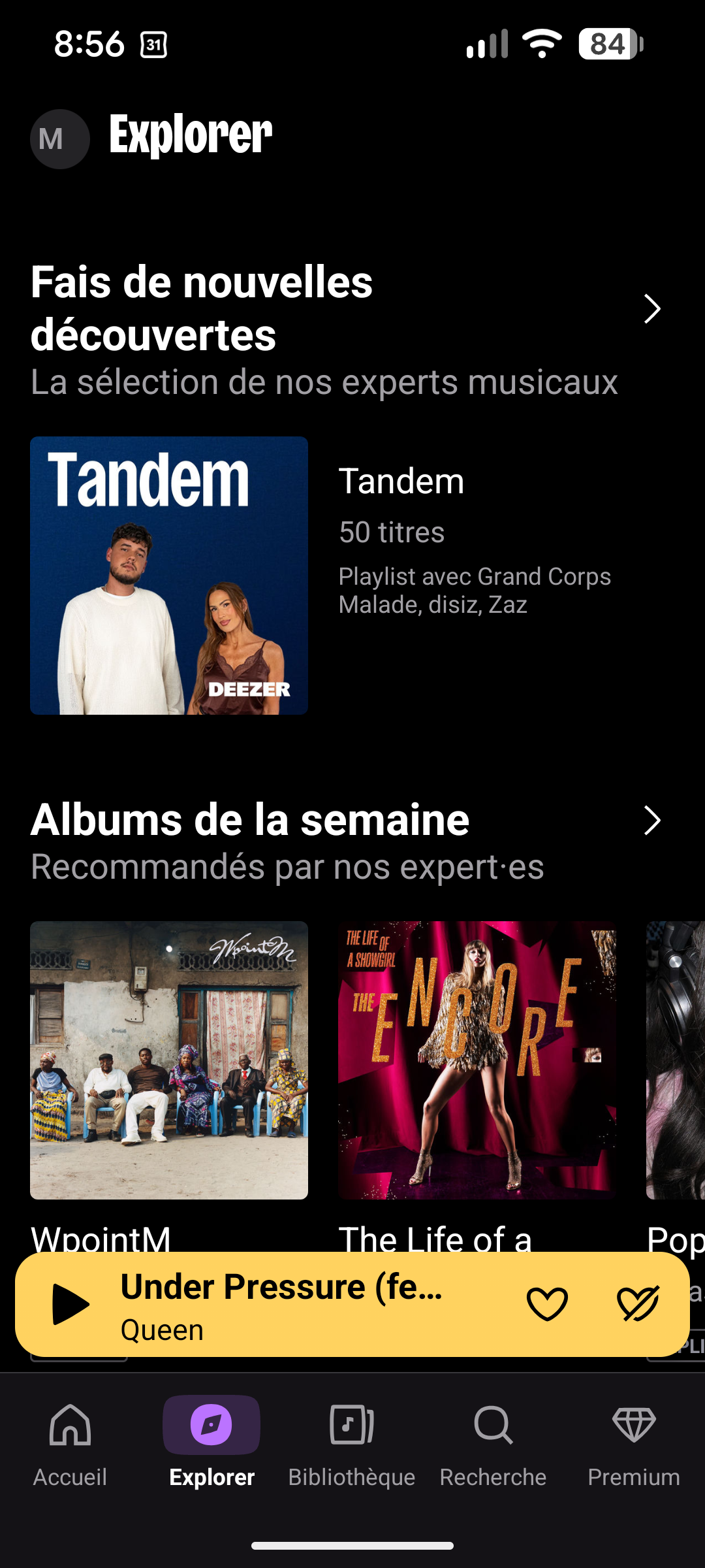 L'onglet Explorer ©Deezer