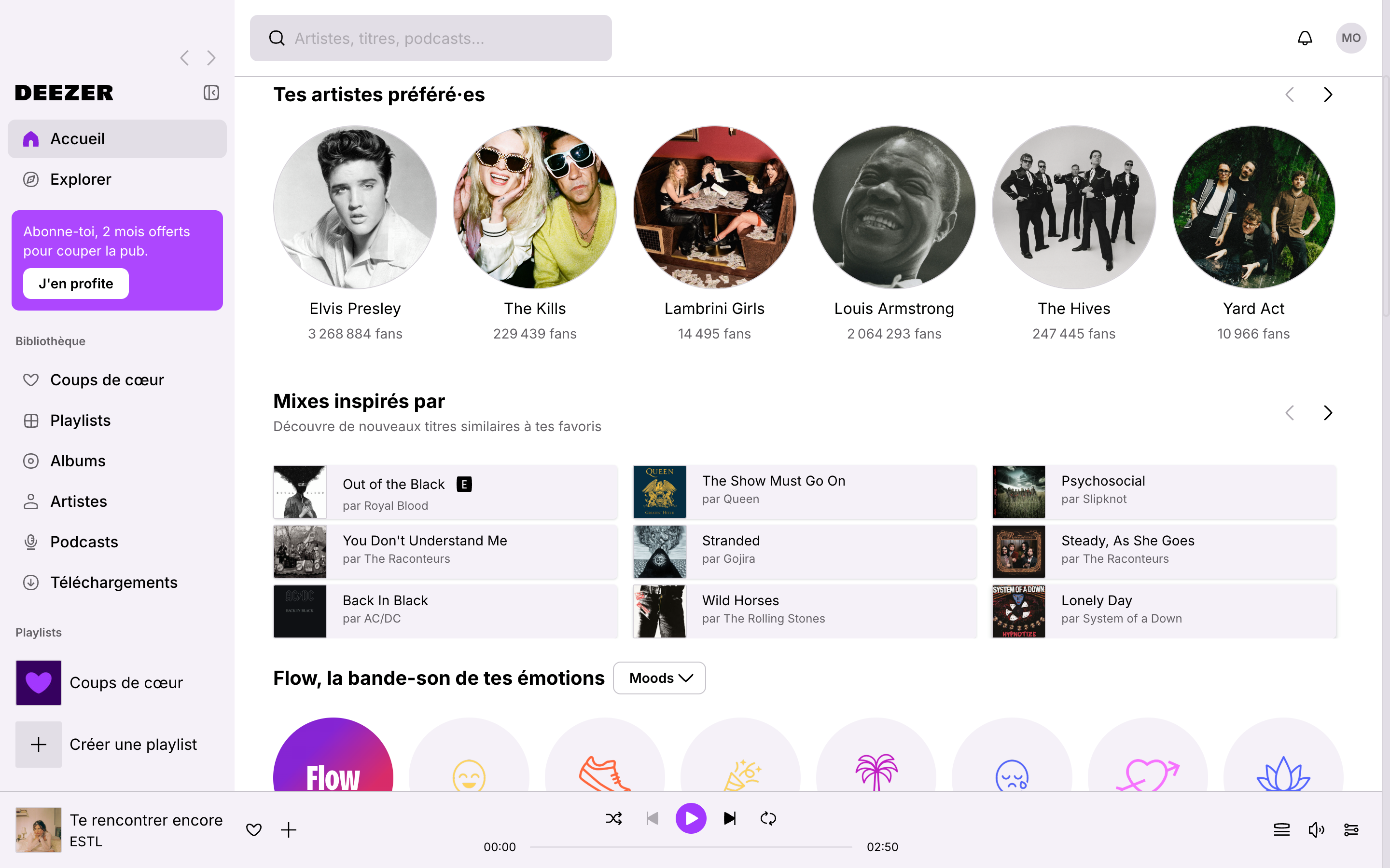 Une interface desktop similaire à l'interface web. ©Deezer
