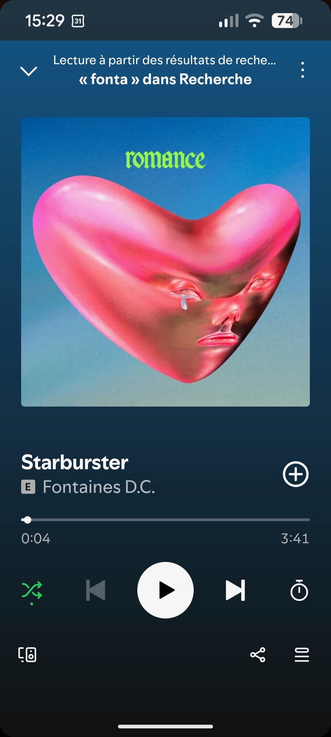 L'interface de lecture sur mobile ©Spotify