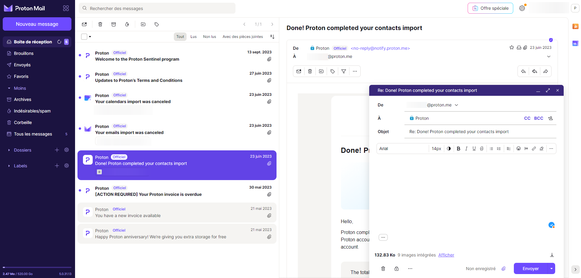 Proton Mail - End-to-end encryption of a message ©Proton