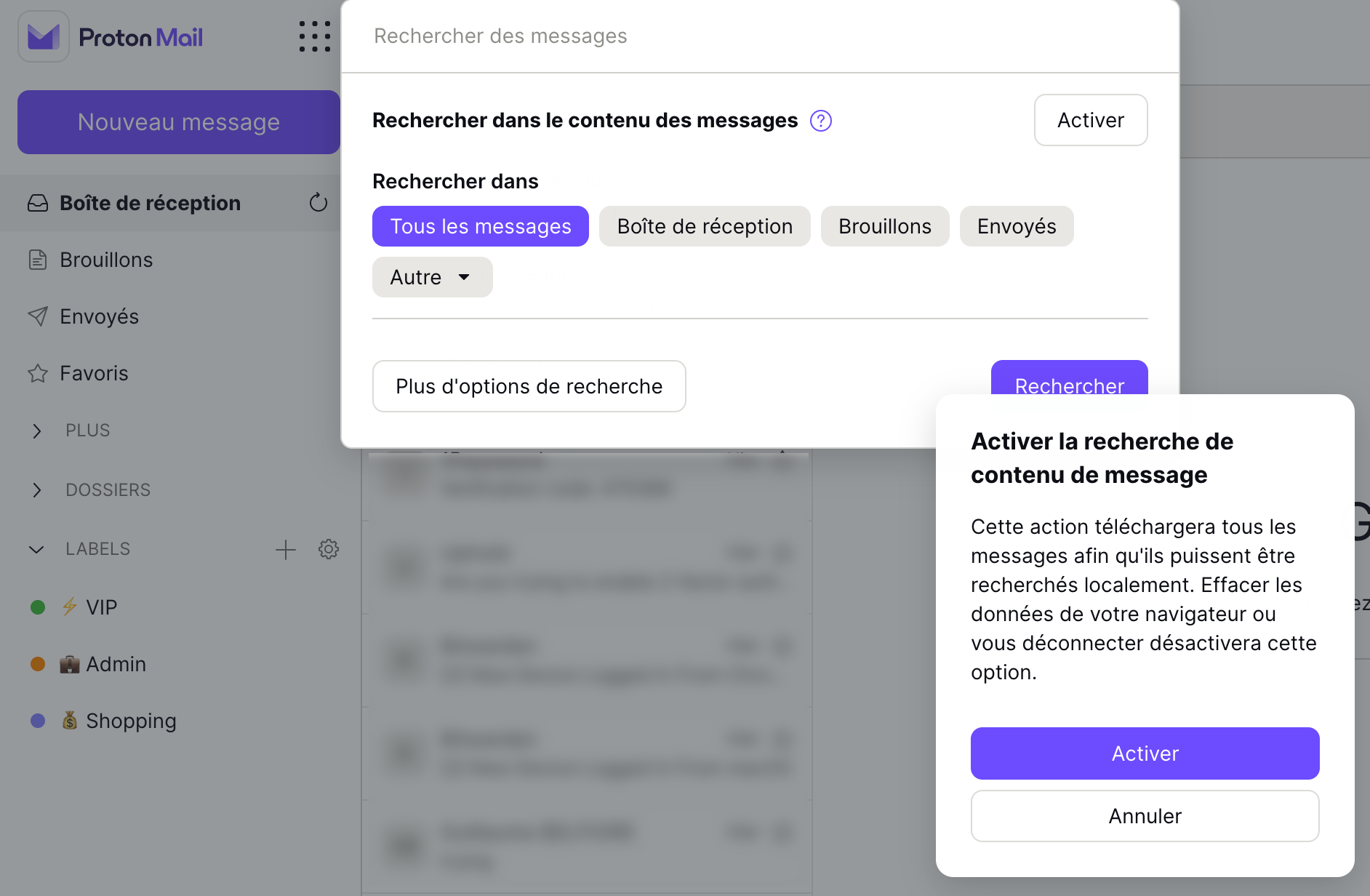 Proton Mail - Search feature ©Proton
